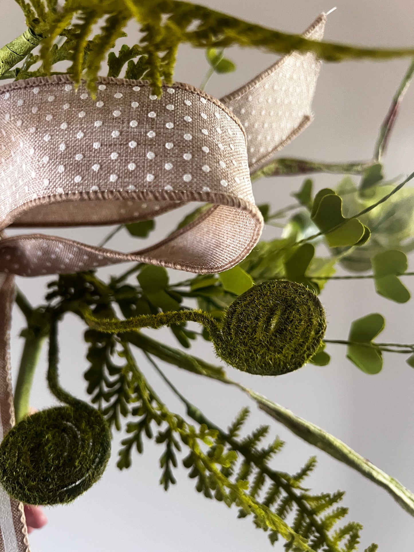 “Home Sweet Home” Neutral Designer Bow & Foliage Topper