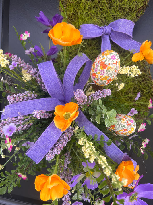 Moss Bunny Door Hanger | Easter Bunny Door Decor | Spring Bunny Wreath | Neutral Easter Front Door Decor