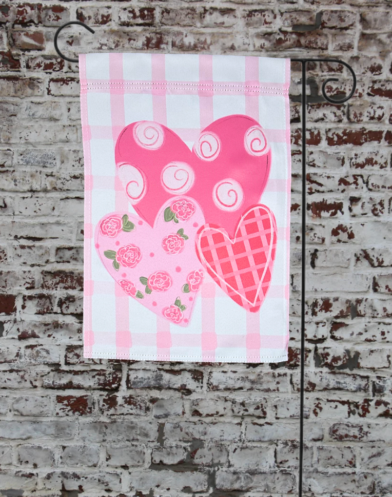 Triple Heart Garden Flag