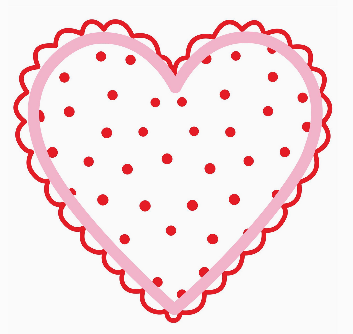 Red & White Polka Dot Heart Yard Sign with Scalloped Edge | 20x20 Valentine’s Décor