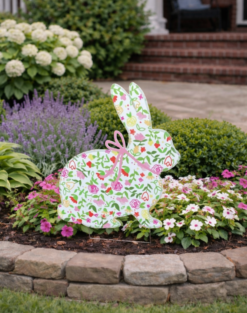 Wildflower Bunny Yard Sign | Spring Floral Outdoor Décor