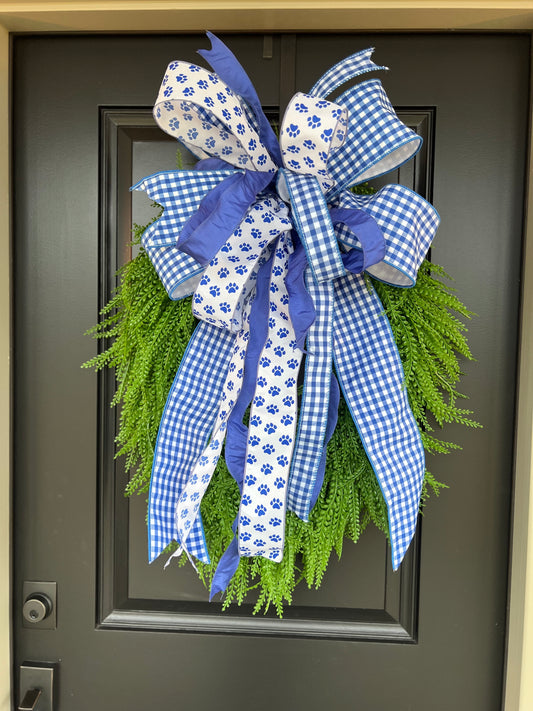 Gingham Paw-Print Kentucky Wreath