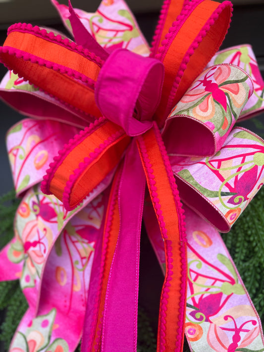 “Pink Papillon” Bead Grass Wreath