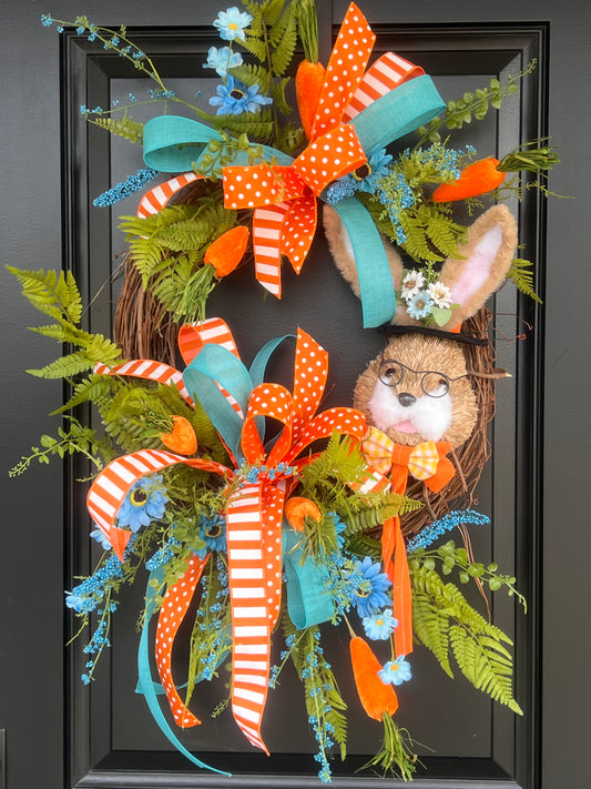 Hop Into Spring Bunny Wreath | Easter Front Door Decor | Spring Bunny Wreath