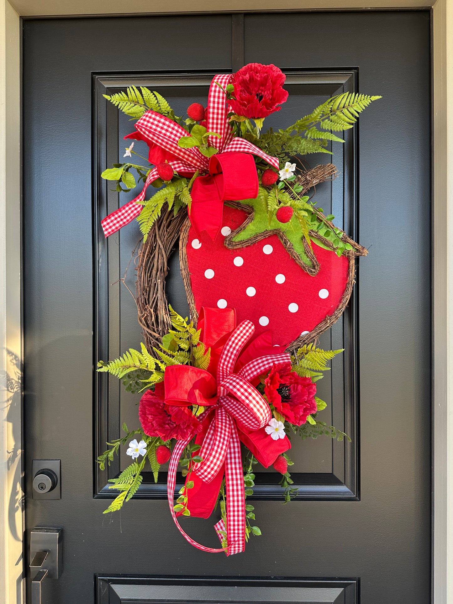 Sweet Strawberry Fields Wreath | Strawberry & Poppy Summer Door Wreath