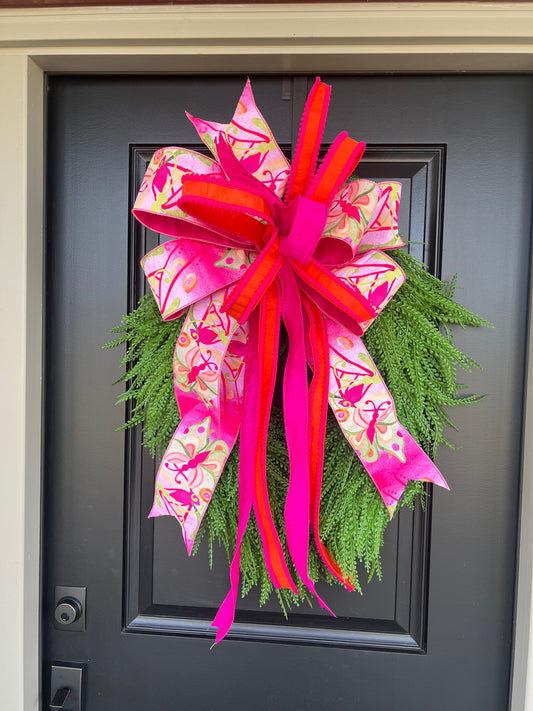 “Pink Papillon” Bead Grass Wreath