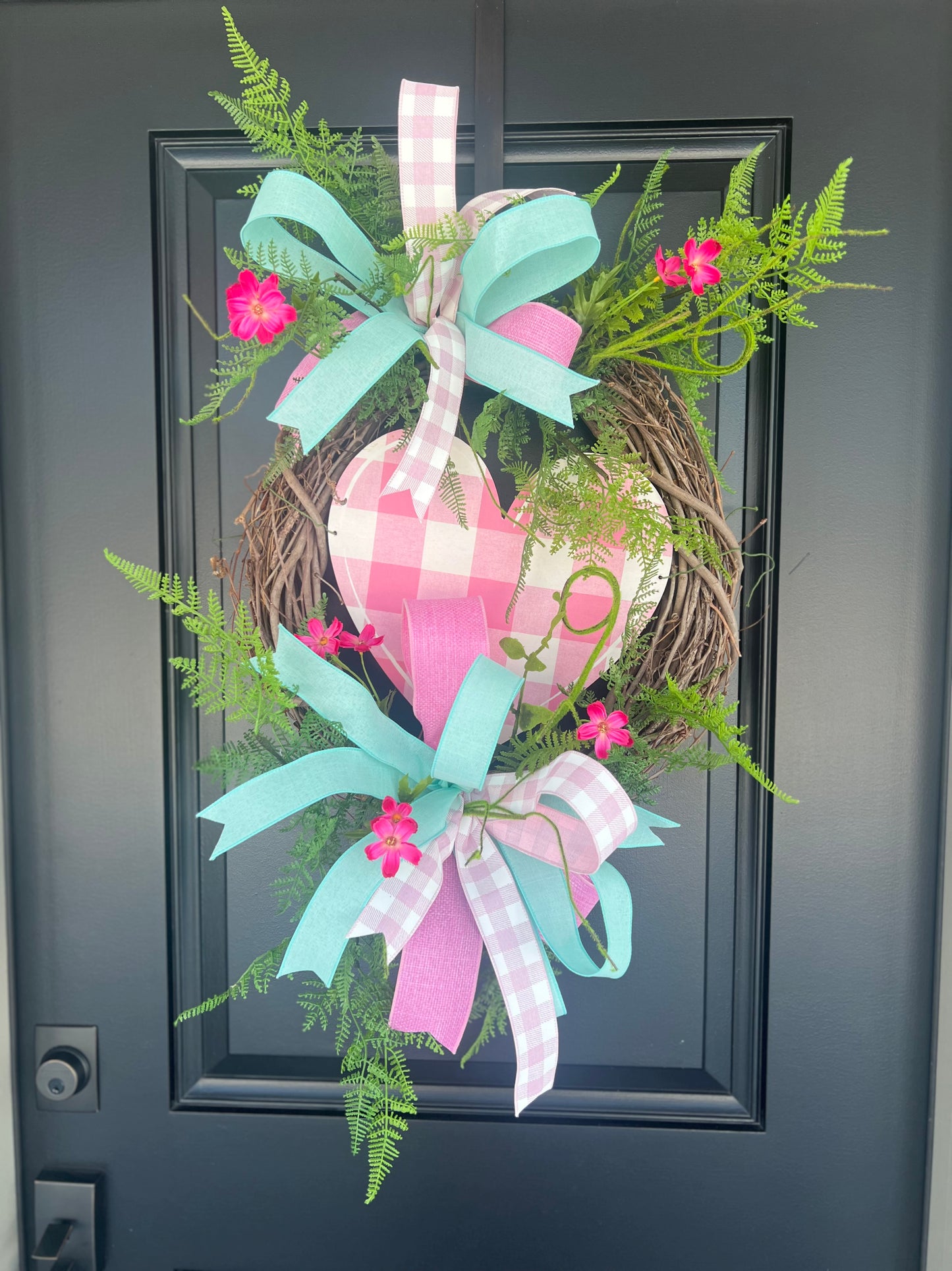 “Be Mine” Gingham Heart Valentine’s Wreath