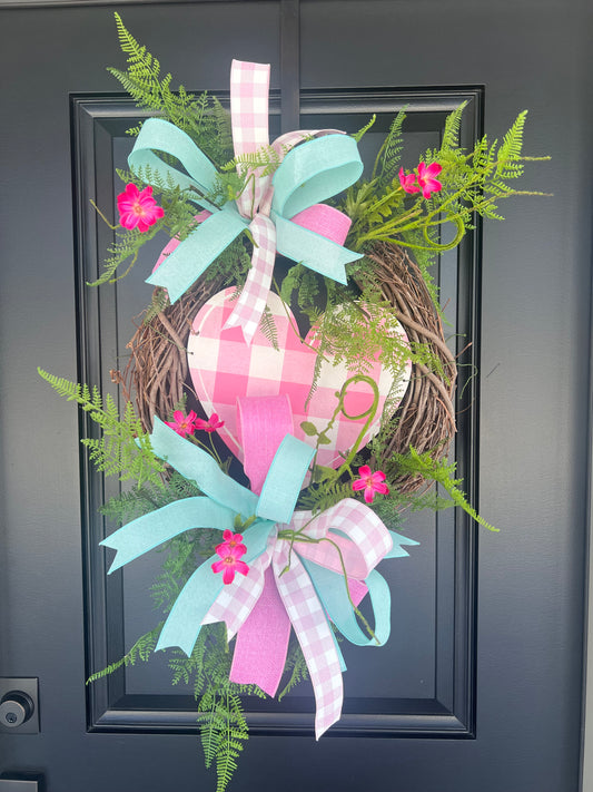 “Be Mine” Gingham Heart Valentine’s Wreath