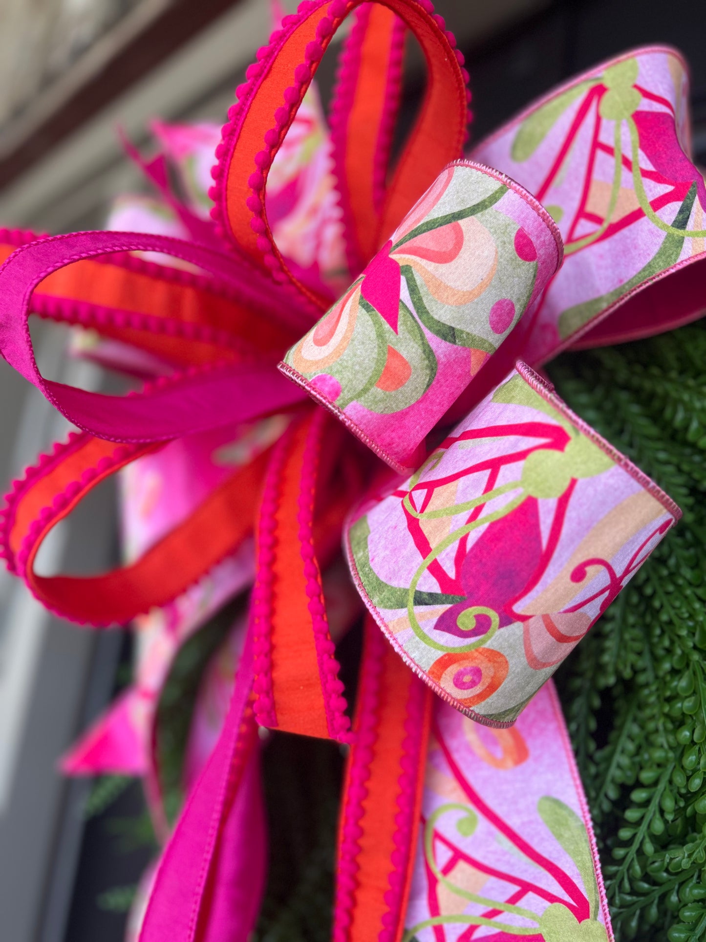 “Pink Papillon” Bead Grass Wreath