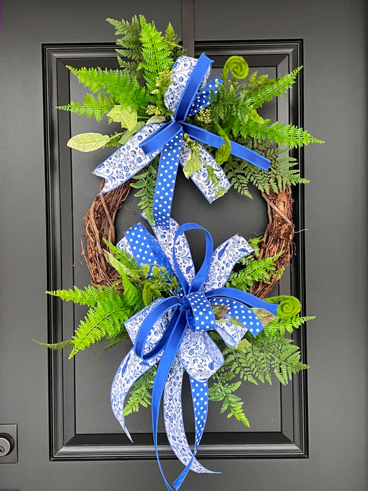 Bluegrass Bluebird Fern Wreath