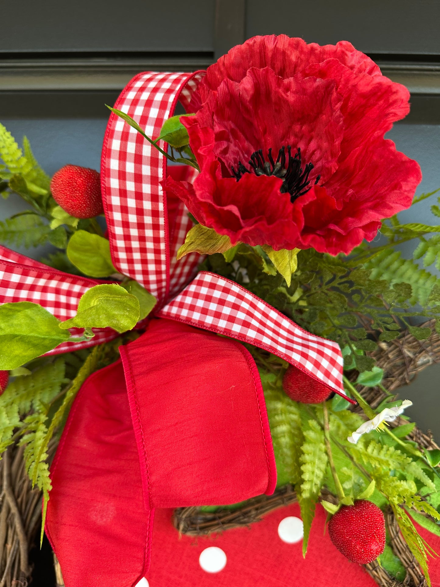 Sweet Strawberry Fields Wreath | Strawberry & Poppy Summer Door Wreath