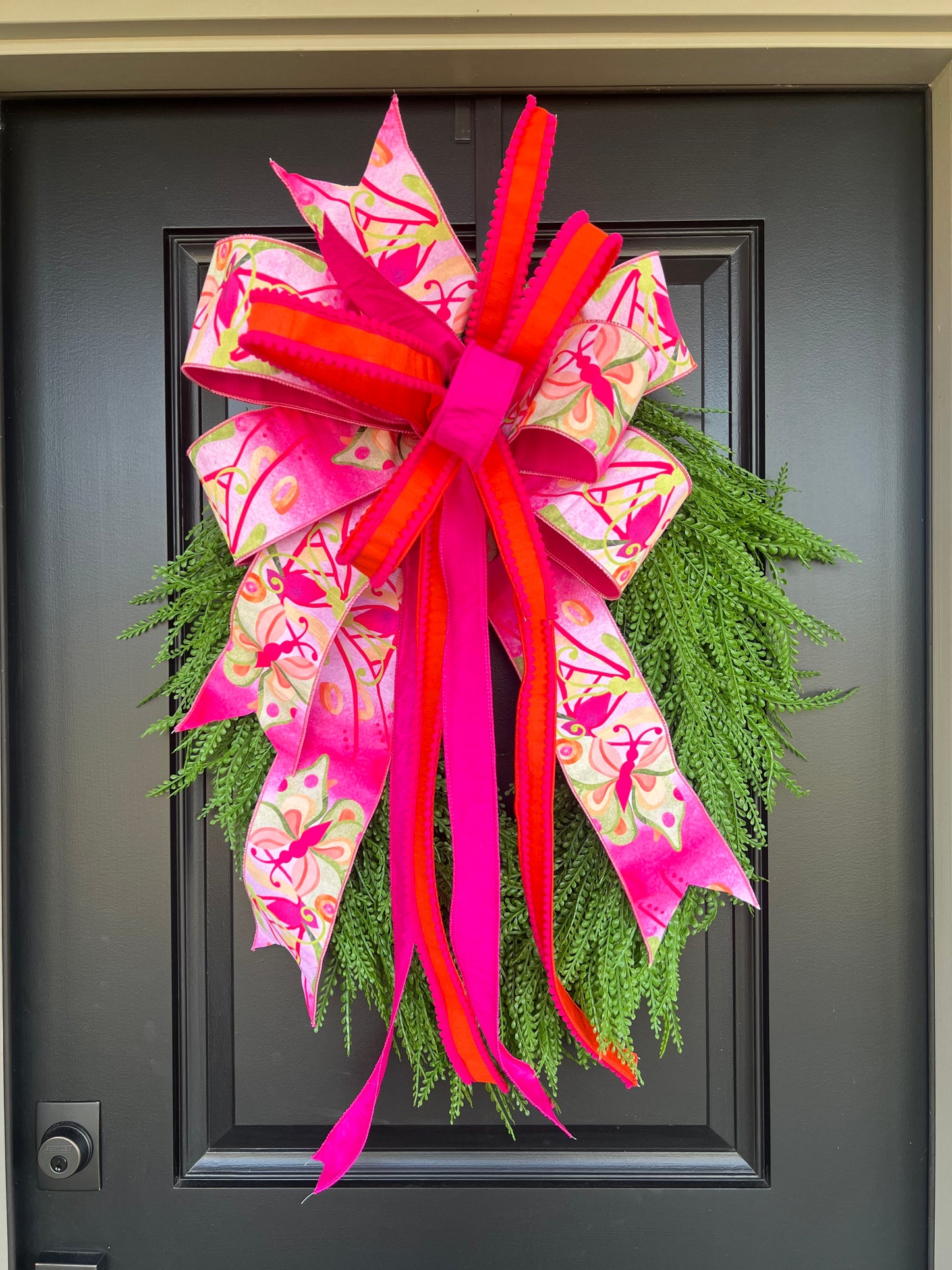“Pink Papillon” Bead Grass Wreath