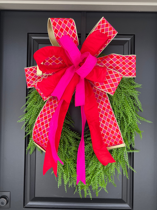 Valentine’s Crimson and Hot Pink Diamond Bead Grass Wreath