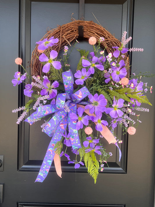 Lavender Meadow Birdsong Spring Wreath