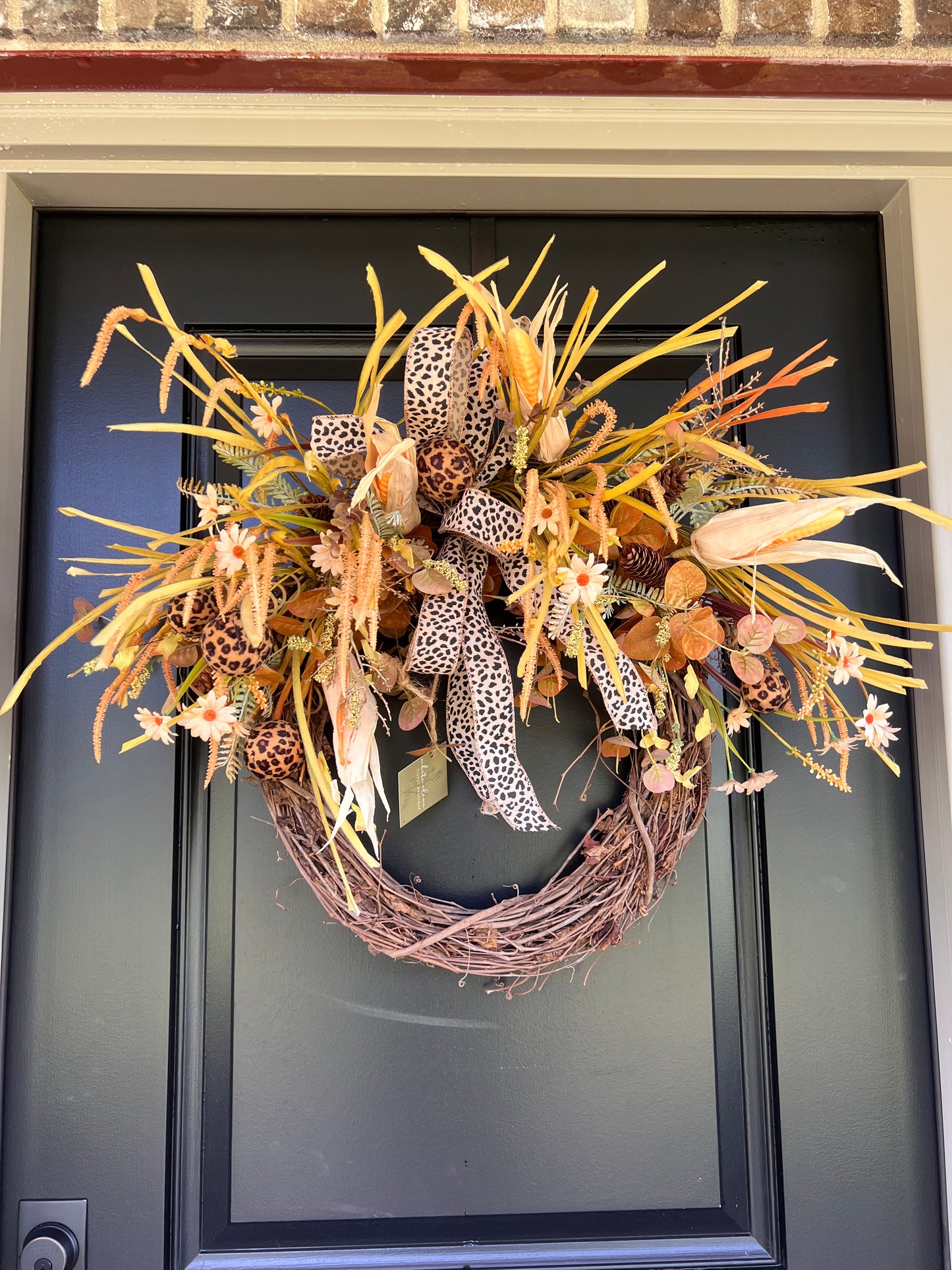 Reversible Fall Wreath | Leopard Harvest Grapevine Wreath