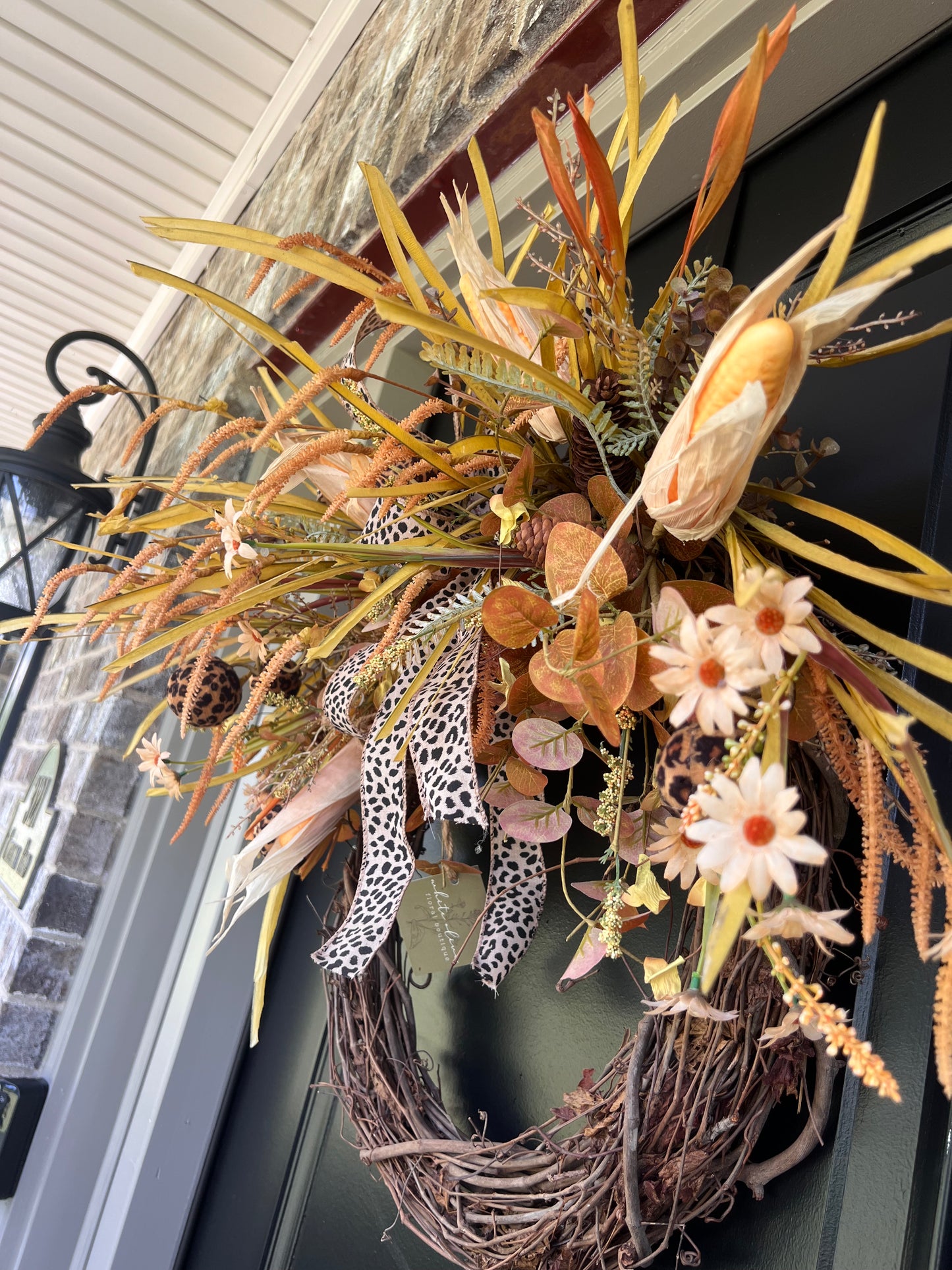 Reversible Fall Wreath | Leopard Harvest Grapevine Wreath