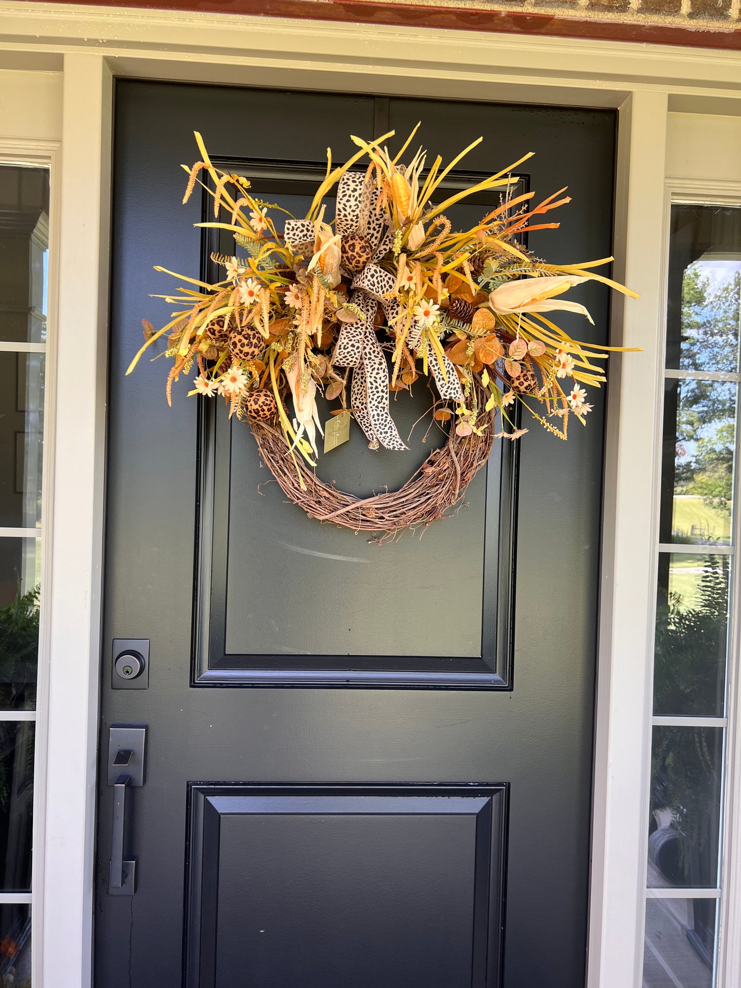 Reversible Fall Wreath | Leopard Harvest Grapevine Wreath