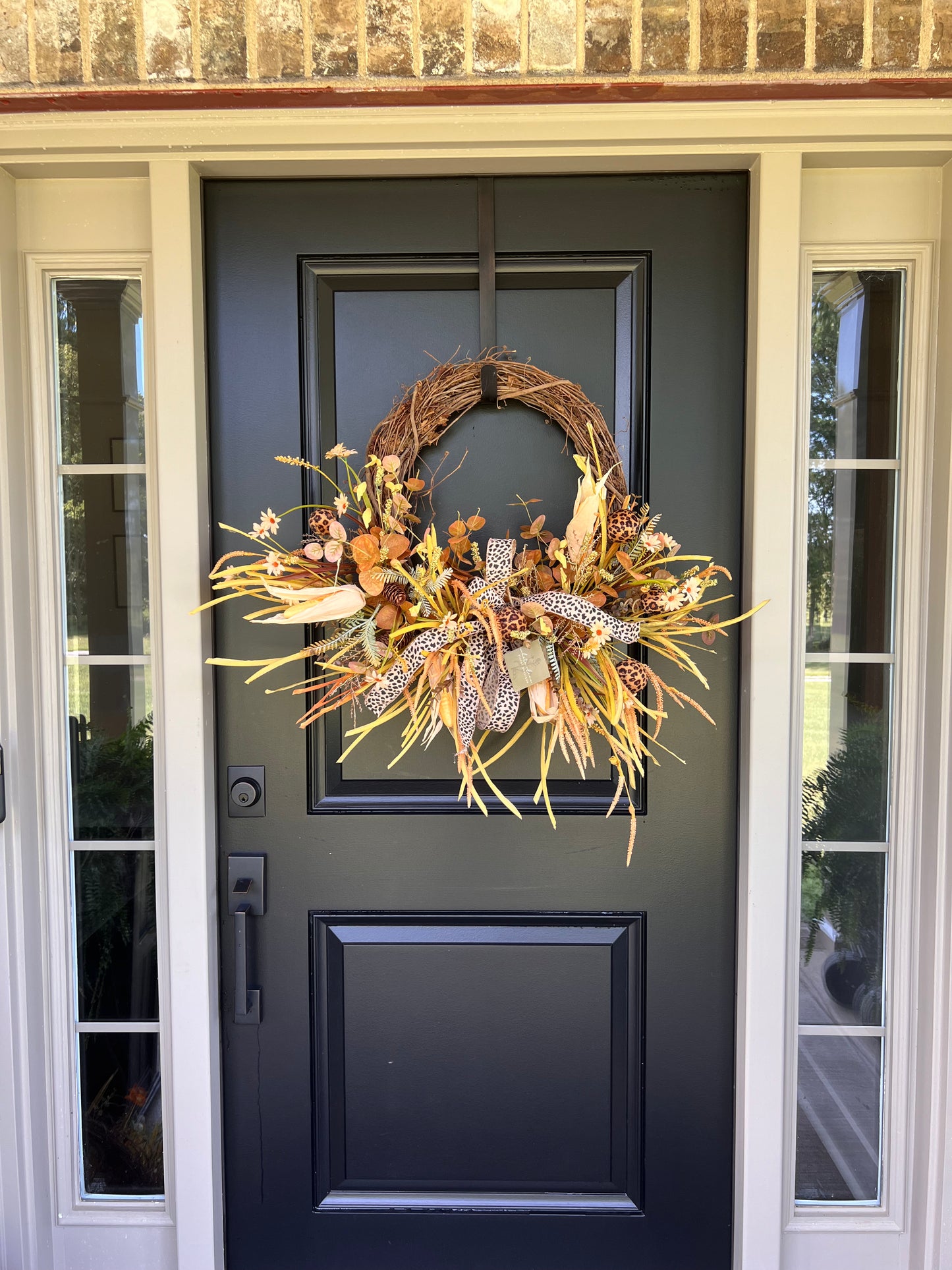 Reversible Fall Wreath | Leopard Harvest Grapevine Wreath