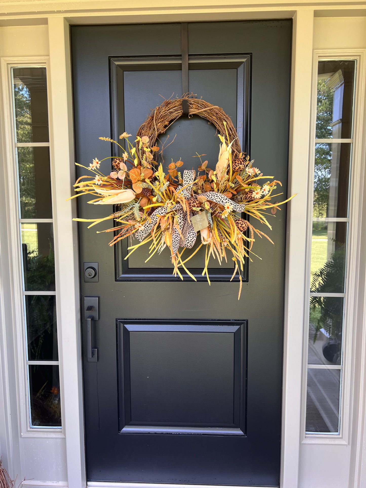 Reversible Fall Wreath | Leopard Harvest Grapevine Wreath