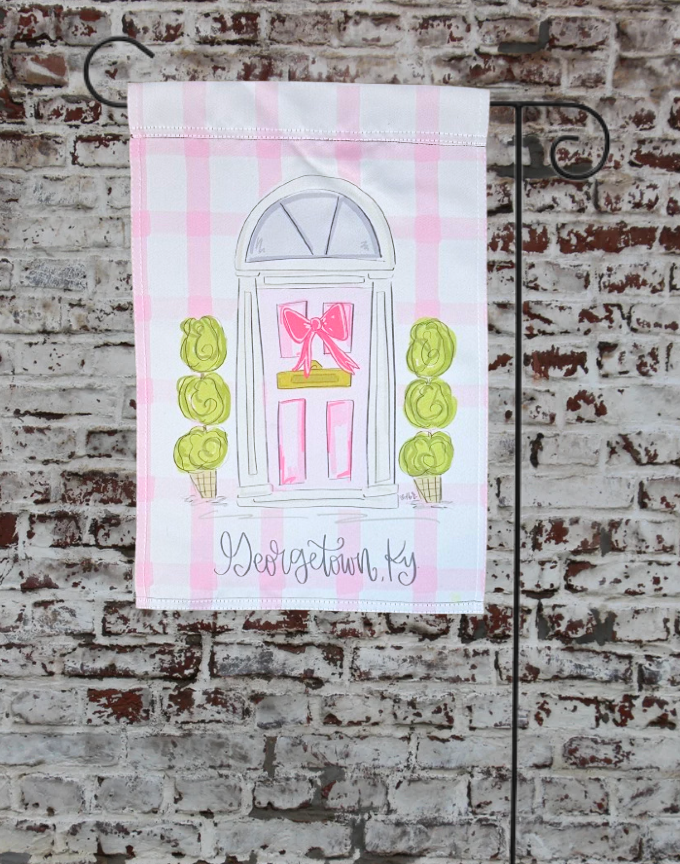 Georgetown, KY Pink Door Garden Flag