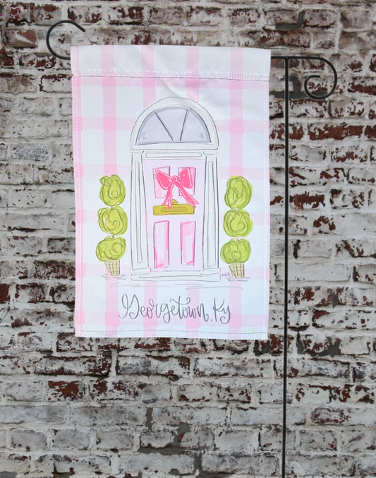 Georgetown, KY Pink Door Garden Flag